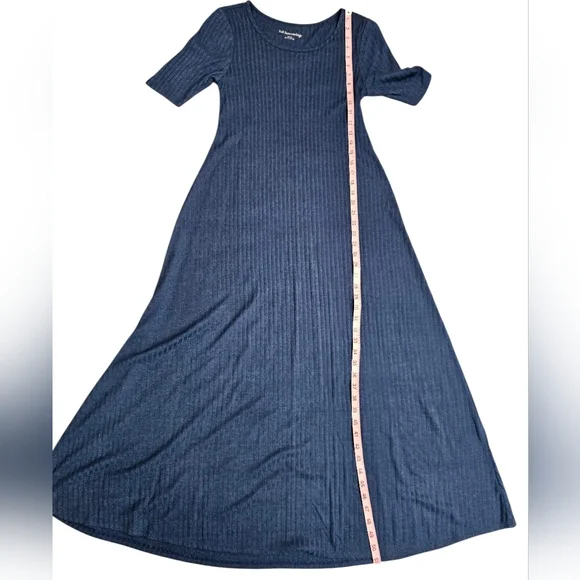 Soft Surroundings Womens Blue Ribbed Knit Maxi Dress XS Stretch Lounge Classic - Picture 5 of 6